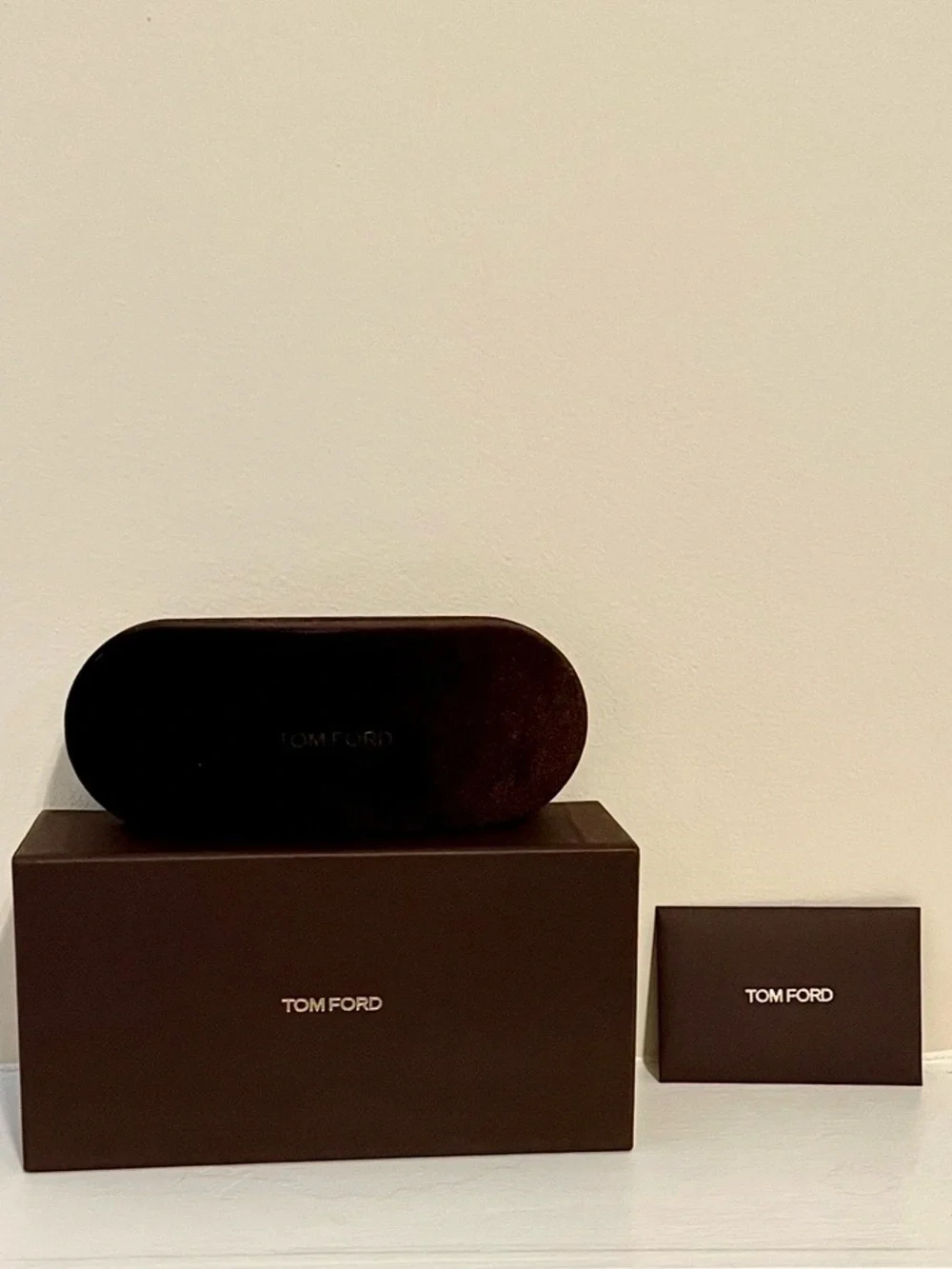 Tom Ford Brown Velvet Sunglasses Case + Box + Card– 100% Authentic – NEW